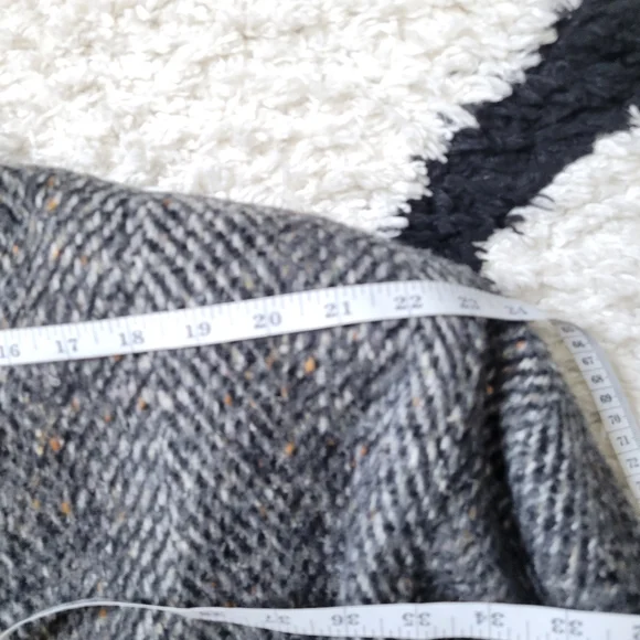 Vintage 80s wool leather tweed jacket coat oversized - Picture 14 of 16